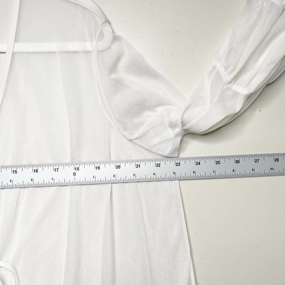 Betsey Johnson Chiffon Sheer Tiered Ruffle Wrap Robe OS V-Neck Sash Tie Belt - Picture 6 of 12